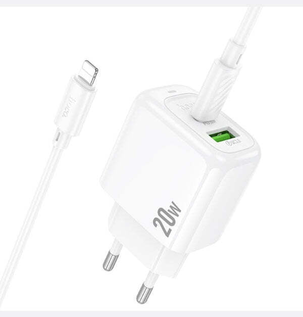 Fast Charger 20W Dual Ports with USB-C To IP 1m Cable for iPhone - CS54A