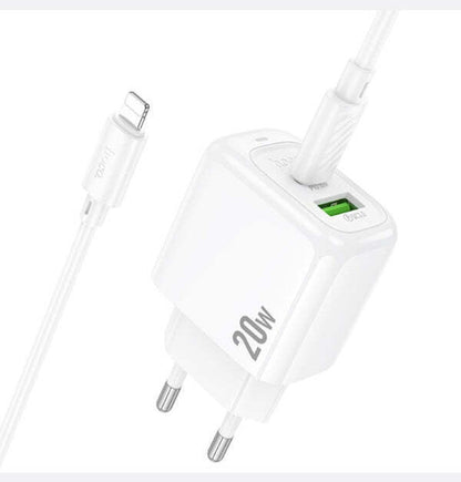 Fast Charger 20W Dual Ports with USB-C To IP 1m Cable for iPhone - CS54A