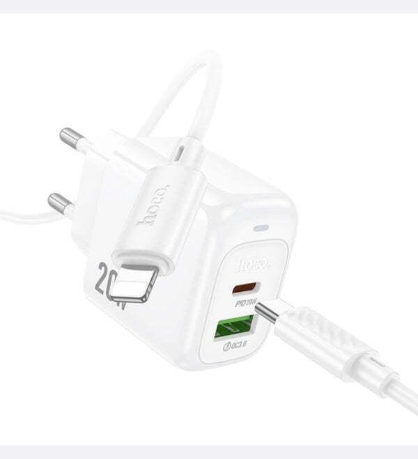Fast Charger 20W Dual Ports with USB-C To IP 1m Cable for iPhone - CS54A